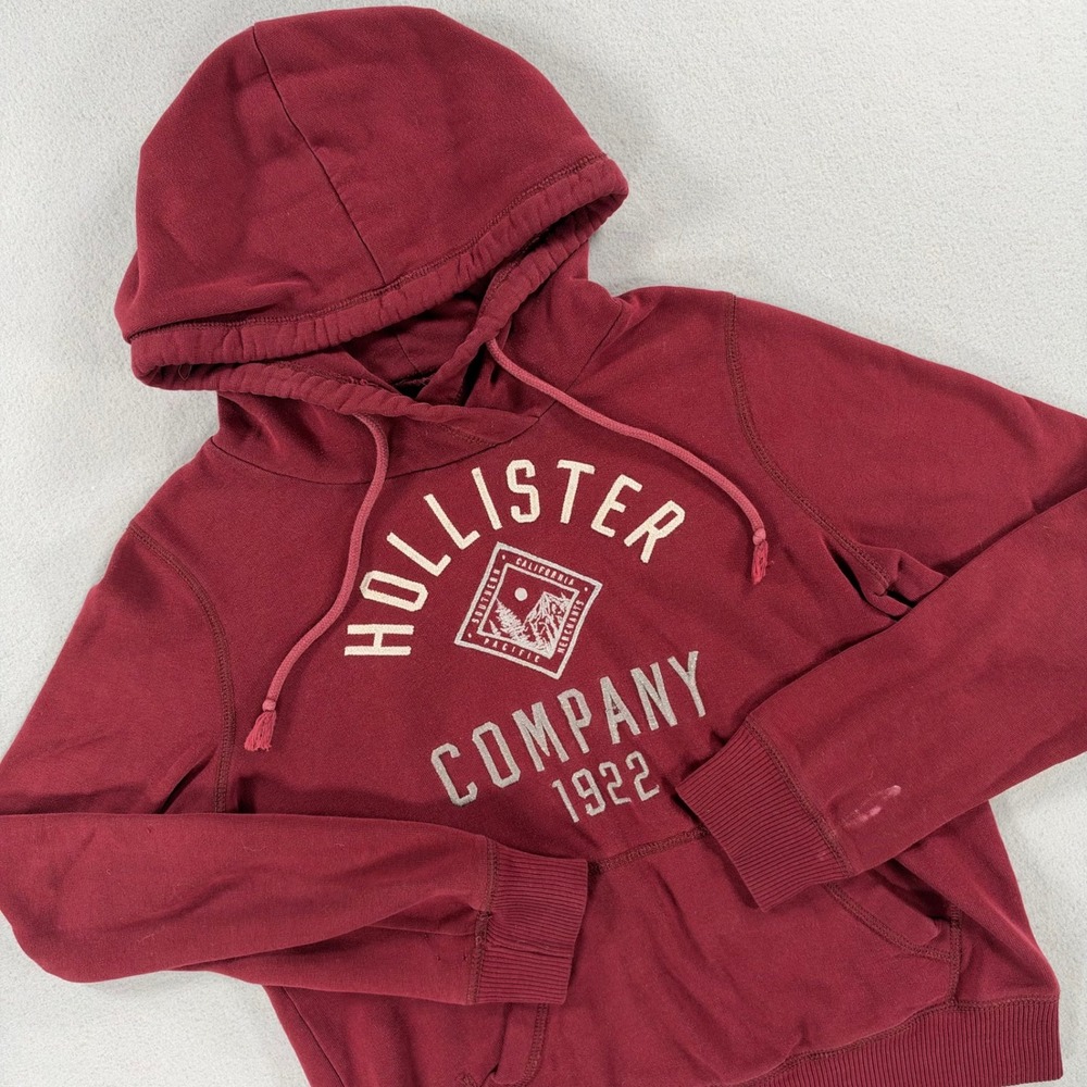 Hollister Company 1922 Burgundy Graphic Pullover Hoodie Size S